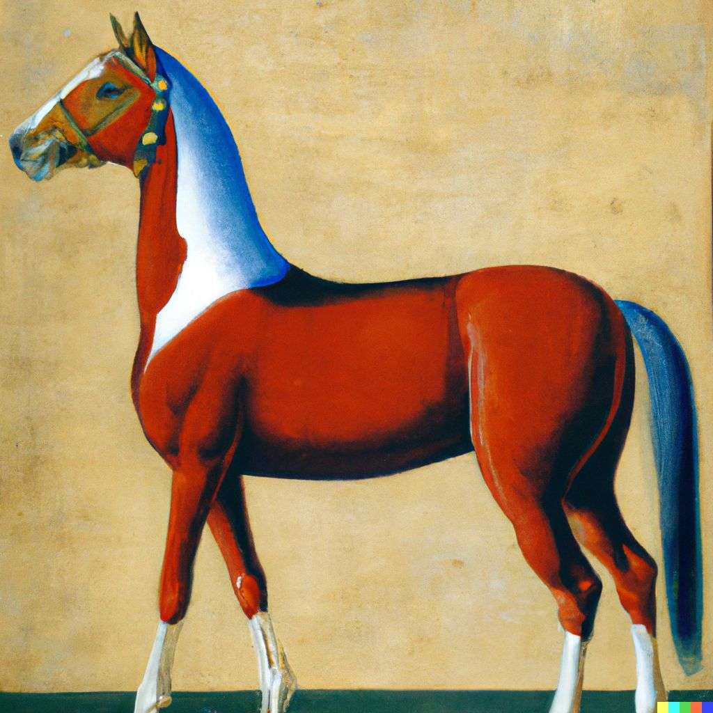 a horse, painting from the 14th century